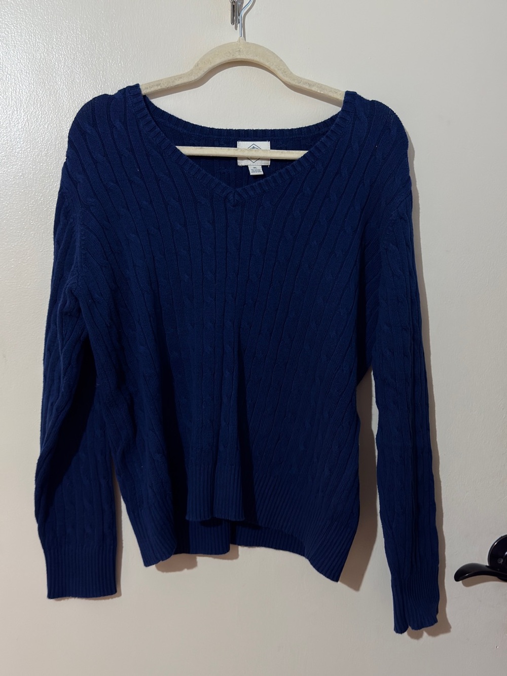 St. John's Bay Navy Cable-Knit V-Neck Sweater